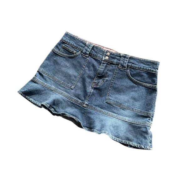Vintage 2004 Old Navy Ruffle Mini Denim Skirt size 8 - Picture 2 of 8